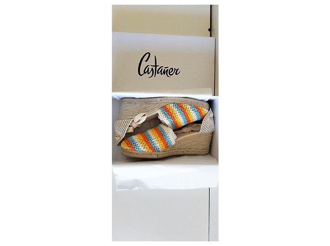 Espadrillas con zeppa Castaner Clara multicolori Bianco Blu Multicolore Beige Arancione - vista 14