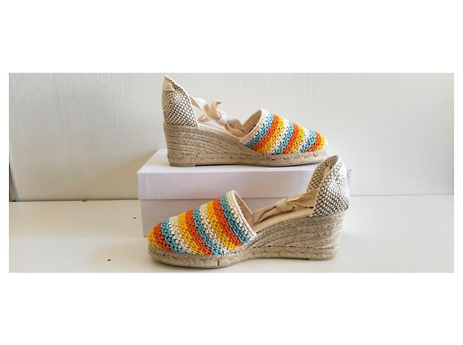 Espadrillas con zeppa Castaner Clara multicolori Bianco Blu Multicolore Beige Arancione - vista 2