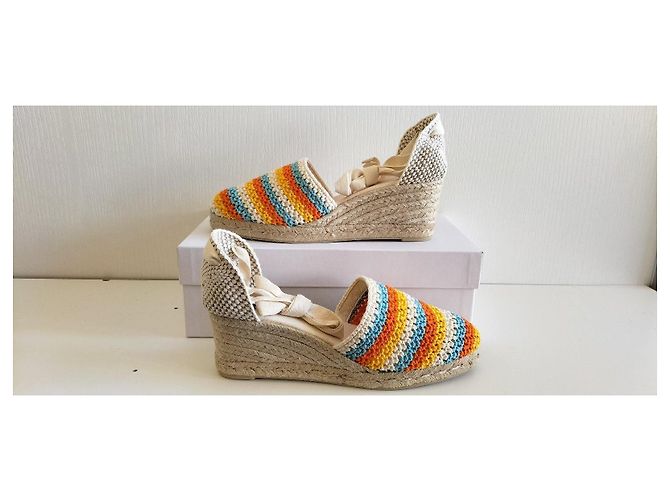 Espadrillas con zeppa Castaner Clara multicolori Bianco Blu Multicolore Beige Arancione - vista 3