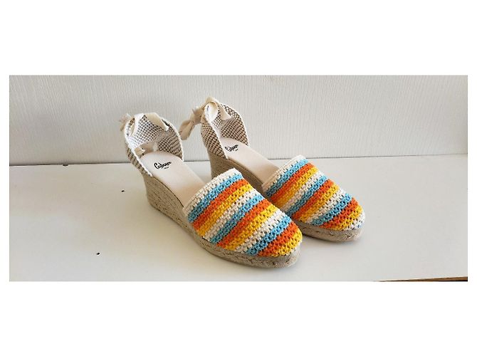 Espadrillas con zeppa Castaner Clara multicolori Bianco Blu Multicolore Beige Arancione - vista 5