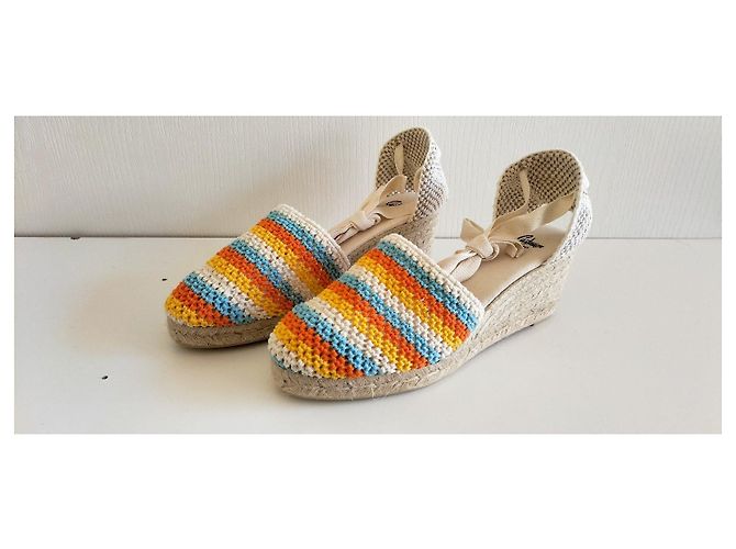 Espadrillas con zeppa Castaner Clara multicolori Bianco Blu Multicolore Beige Arancione - vista 6