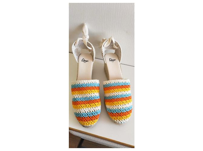 Espadrillas con zeppa Castaner Clara multicolori Bianco Blu Multicolore Beige Arancione - vista 7