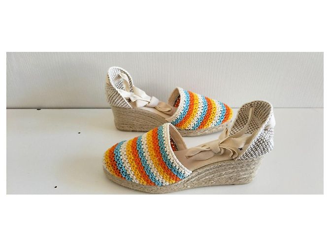 Espadrillas con zeppa Castaner Clara multicolori Bianco Blu Multicolore Beige Arancione - vista 9