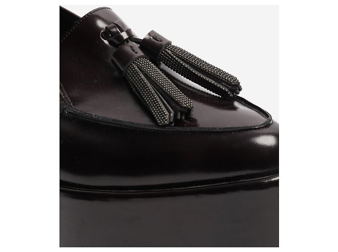 Brunello Cucinelli Mocasines de plataforma con borlas marrón oscuro - talla EU 38 Castaño - vista 4