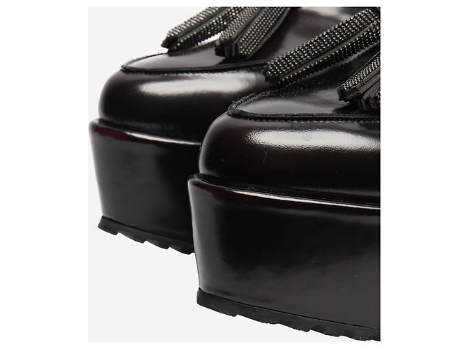 Brunello Cucinelli Mocasines de plataforma con borlas marrón oscuro - talla EU 38 Castaño - vista 5