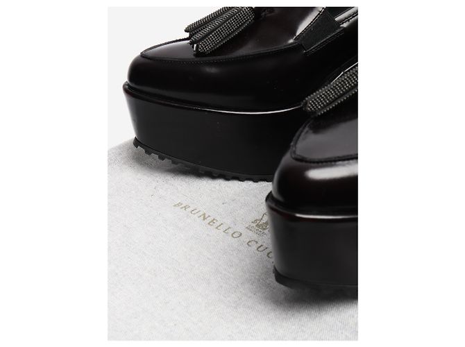 Brunello Cucinelli Mocasines de plataforma con borlas marrón oscuro - talla EU 38 Castaño - vista 6