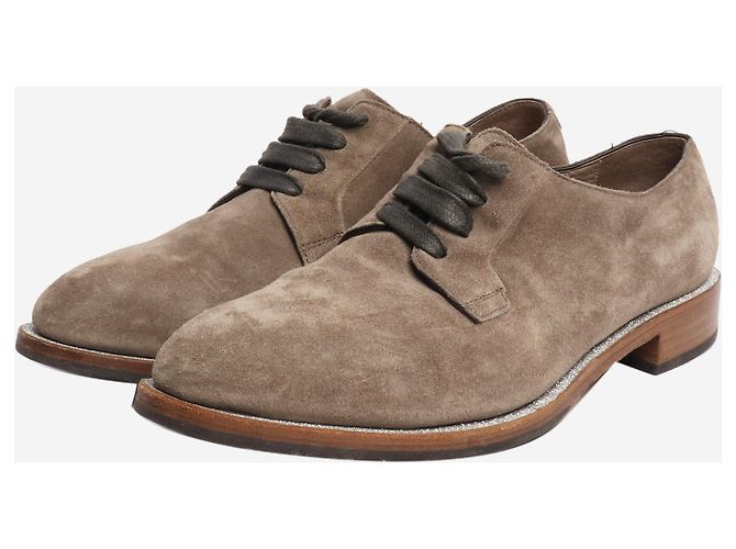 Brunello Cucinelli Scarpe in suede taupe con lacci - taglia EU 38 Marrone - vista 2