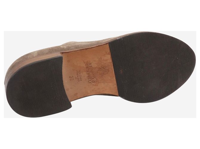 Brunello Cucinelli Scarpe in suede taupe con lacci - taglia EU 38 Marrone - vista 6