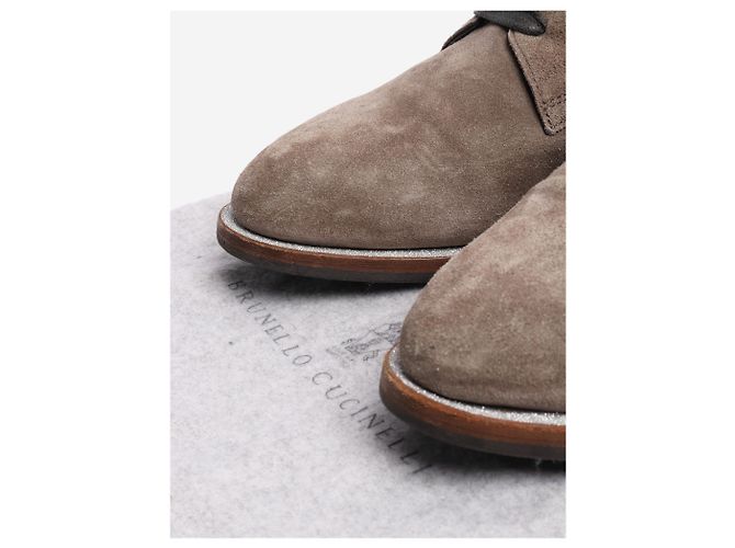Brunello Cucinelli Scarpe in suede taupe con lacci - taglia EU 38 Marrone - vista 7