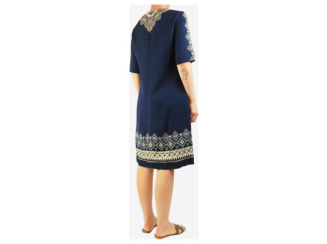 Etro Vestido midi estampado azul - talla UK 12 - vista 2
