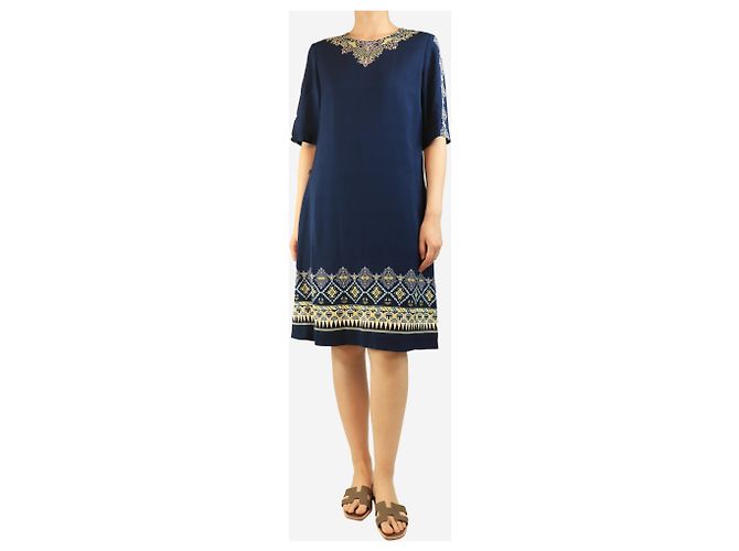 Etro Vestido midi estampado azul - talla UK 12 - vista 3