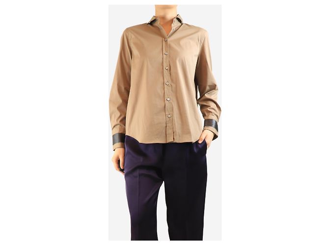 Brunello Cucinelli Braune Baumwollhemd - Größe M - Ansicht 3