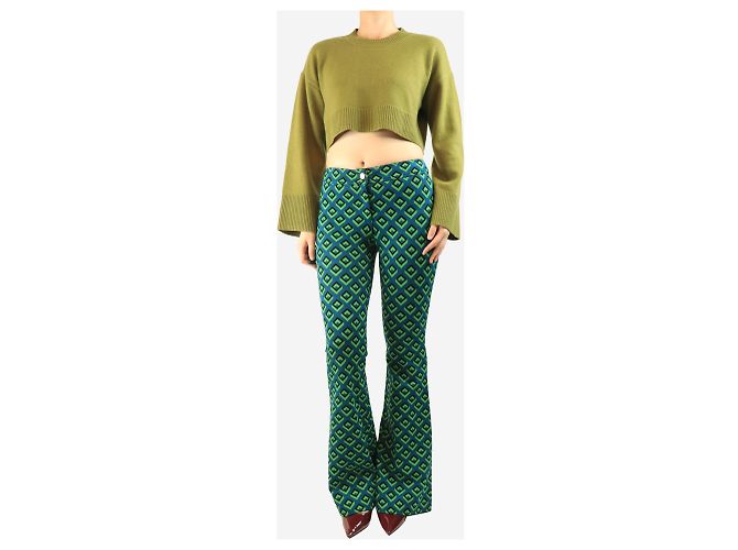 Diane Von Furstenberg Grüne geometrisch gemusterte Hose - Größe UK 8 - Ansicht 2