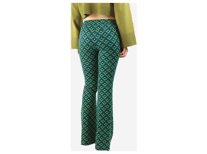 Diane Von Furstenberg Grüne geometrisch gemusterte Hose - Größe UK 8 - Ansicht 3