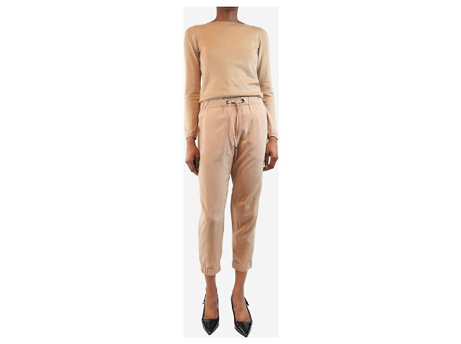 Brunello Cucinelli Pantaloni in seta rosa - taglia UK 6 - vista 2