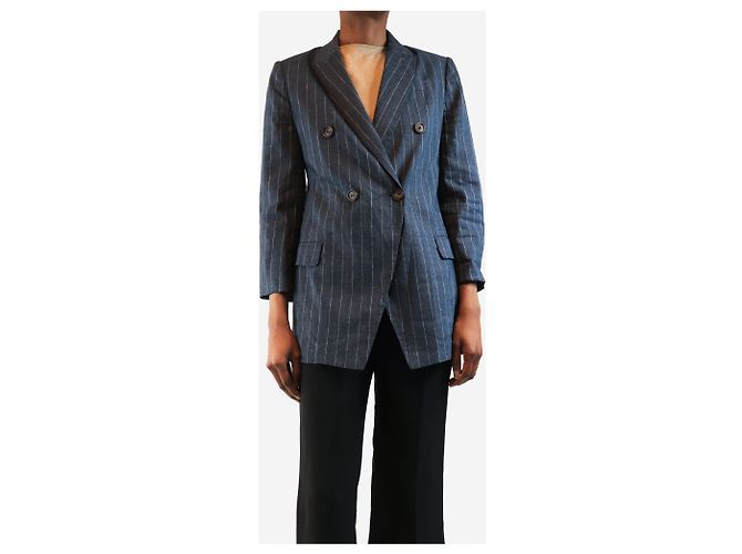 Brunello Cucinelli Blazer grigio a righe - taglia UK 8 - vista 3