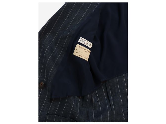 Brunello Cucinelli Blazer grigio a righe - taglia UK 8 - vista 4
