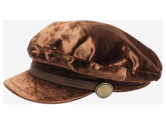 Brunello Cucinelli Cappello da panettiere in velluto marrone - vista 2
