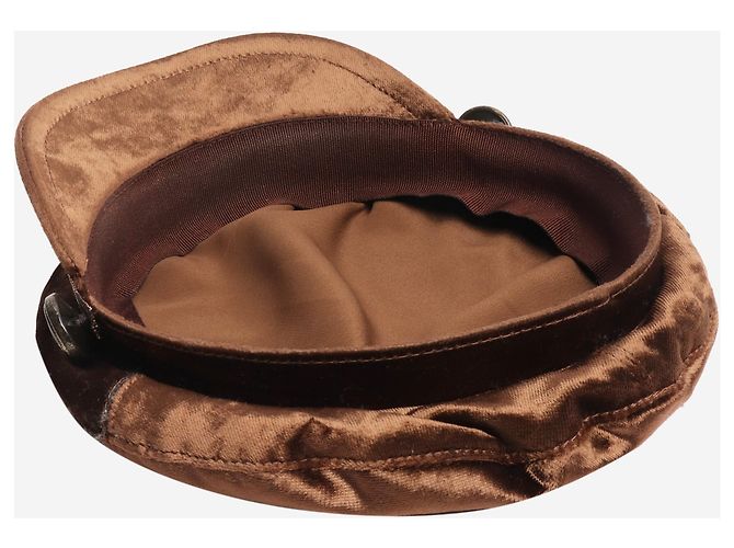 Brunello Cucinelli Cappello da panettiere in velluto marrone - vista 3