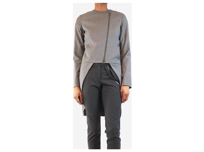 Brunello Cucinelli Grey dropped hem jacket - size UK 8 - view 3