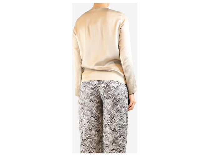 Brunello Cucinelli Neutrale glitzernde Seidenbluse - Größe S - Ansicht 2