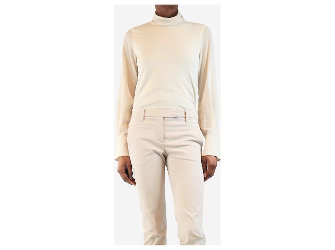Brunello Cucinelli Top crema de cuello alto - talla S Crudo - vista 3
