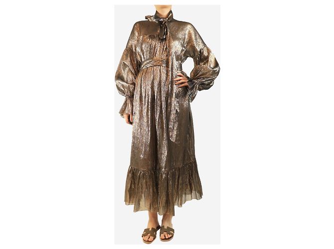 The Vampire's Wife Maxikleid aus goldfarbenem, transparentem Lurex - Einheitsgröße Golden - Ansicht 3