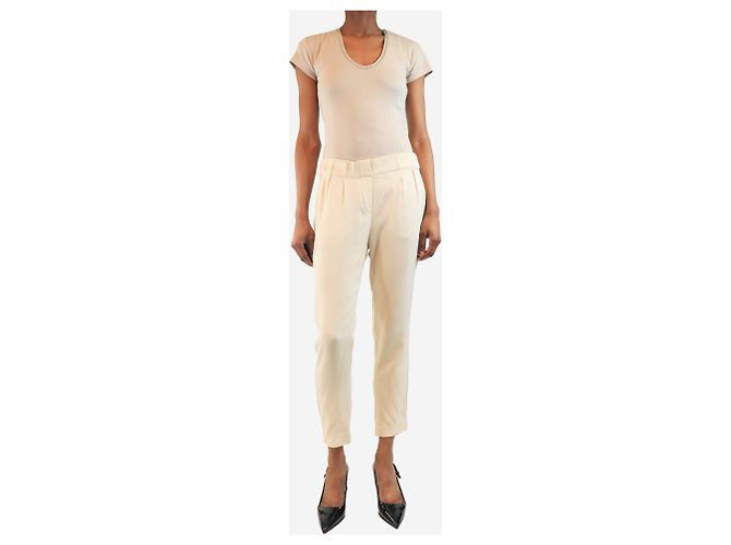 Brunello Cucinelli Creme Seidenhose - Größe UK 6 Roh - Ansicht 2