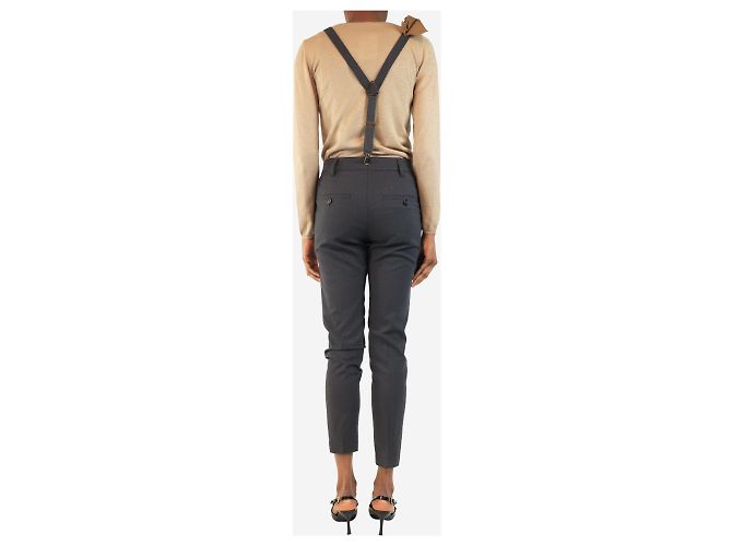 Brunello Cucinelli Dunkelgraue Wollhose mit Hosenträgern - Größe UK 6 - Ansicht 2