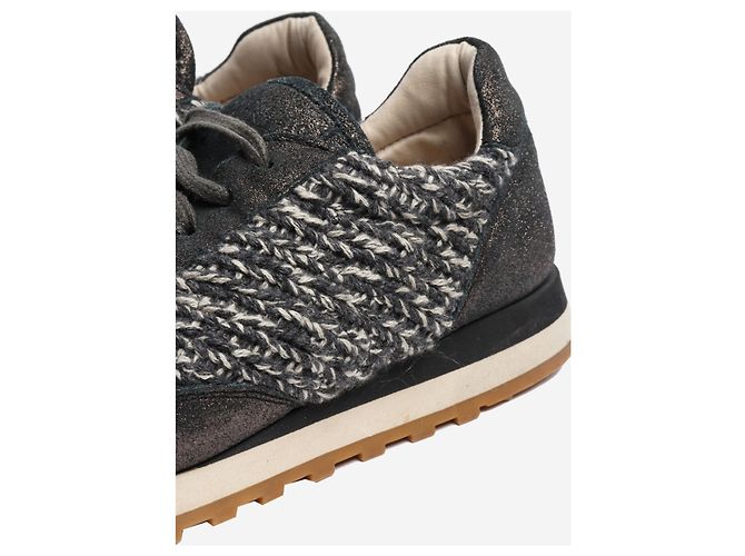 Brunello Cucinelli Dunkelgraue glitzernde Tweed-Sneaker - Größe EU 38 - Ansicht 4