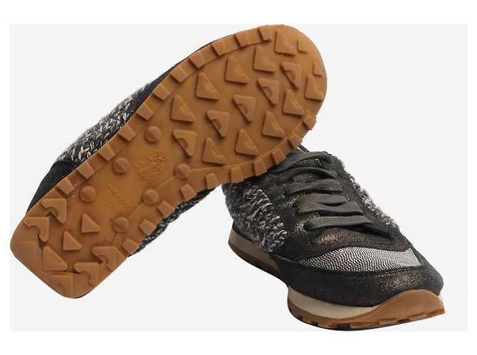 Brunello Cucinelli Dunkelgraue glitzernde Tweed-Sneaker - Größe EU 38 - Ansicht 6