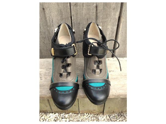 Botines de cuero Preen By Thornton Bregazzi Negro Gris Azul Claro - vista 3