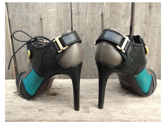 Botines de cuero Preen By Thornton Bregazzi Negro Gris Azul Claro - vista 4
