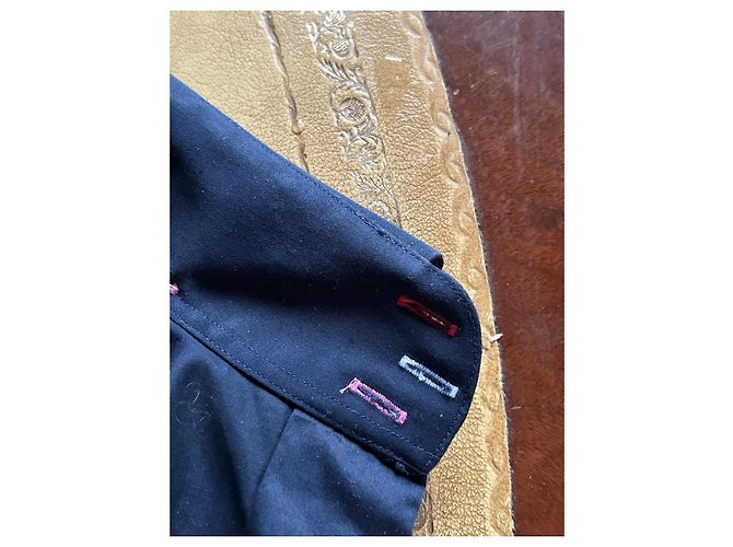 Autre Marque Camicia Xoox in cotone blu navy effetto satinato XXL - vista 10
