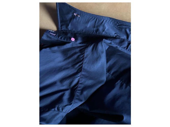 Autre Marque Camicia Xoox in cotone blu navy effetto satinato XXL - vista 12