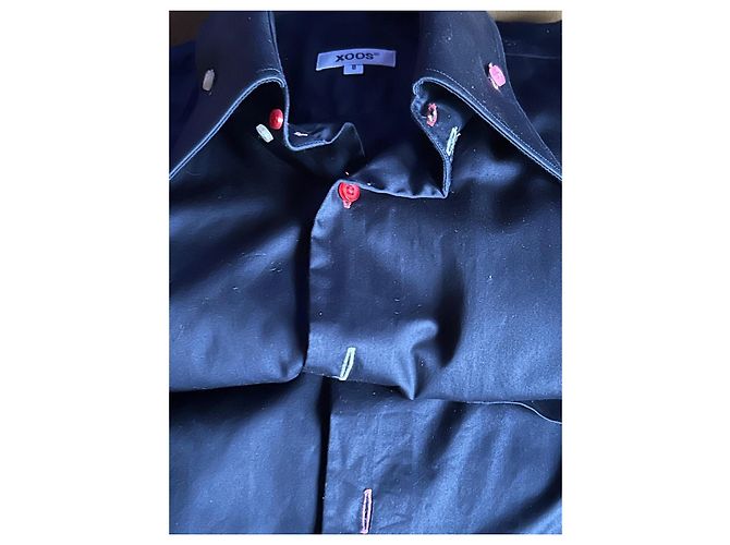 Autre Marque Camicia Xoox in cotone blu navy effetto satinato XXL - vista 14
