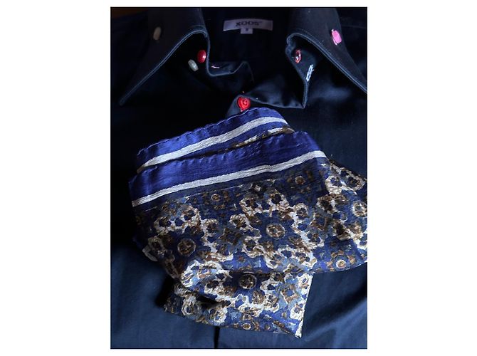 Autre Marque Camicia Xoox in cotone blu navy effetto satinato XXL - vista 18