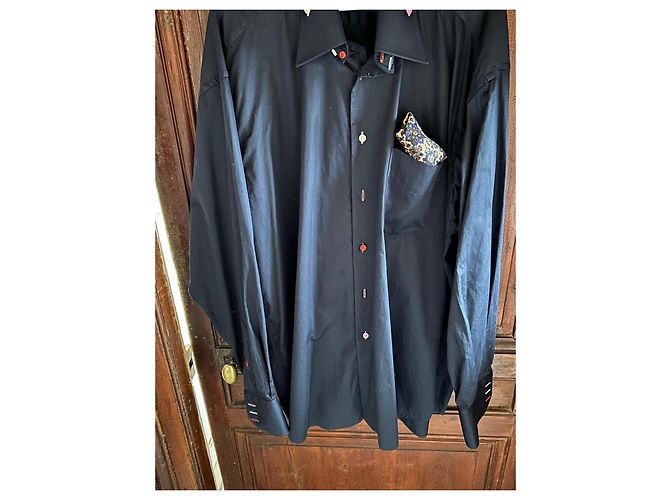 Autre Marque Camicia Xoox in cotone blu navy effetto satinato XXL - vista 19