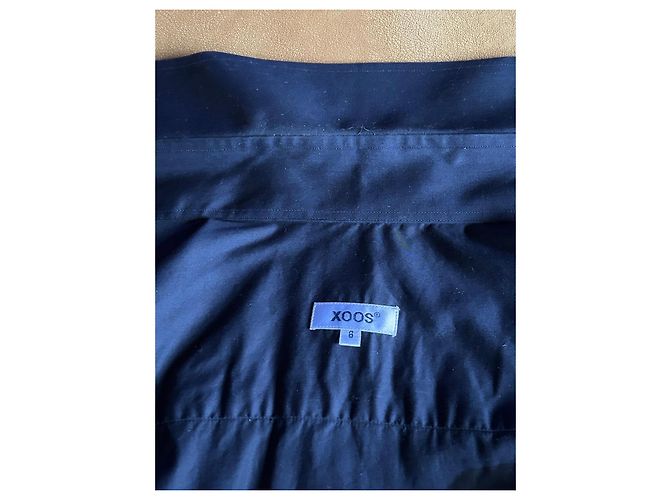Autre Marque Camicia Xoox in cotone blu navy effetto satinato XXL - vista 3