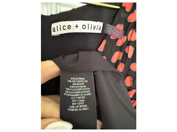 Alice + Olivia Minikleid Herz-Print Schwarz-Rot - Ansicht 3