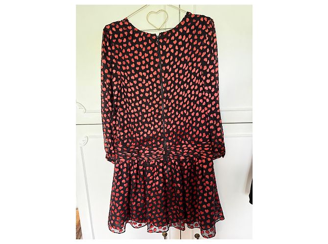 Alice + Olivia Minikleid Herz-Print Schwarz-Rot - Ansicht 4