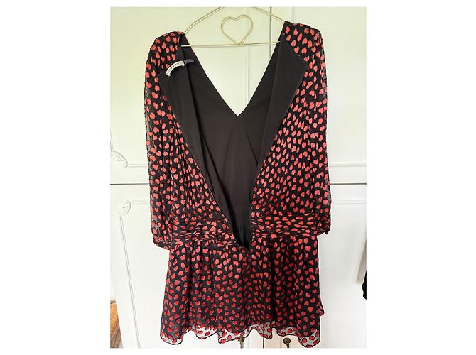 Alice + Olivia Minikleid Herz-Print Schwarz-Rot - Ansicht 5