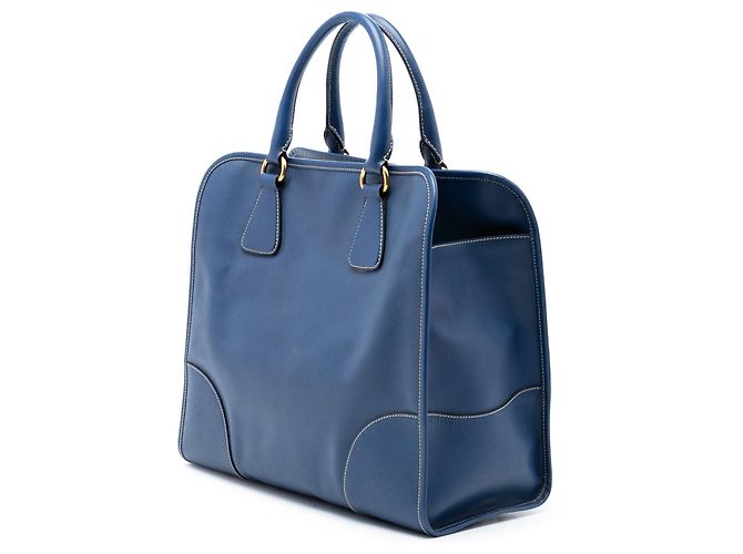 Prada Blue Saffiano Lux Einkaufstasche Blau - Ansicht 2