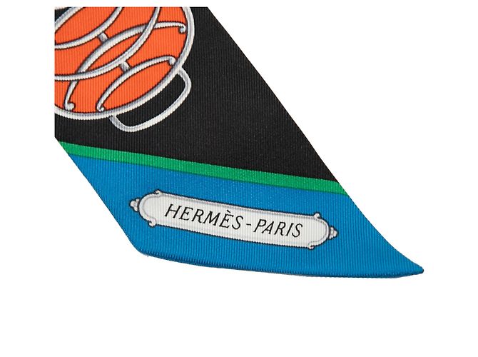 Hermès Schwarzer Lift Profile Seidentuch Twilly - Ansicht 5