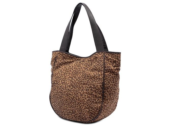 Borsa tote in nylon marrone con stampa leopardata Bottega Veneta - vista 2