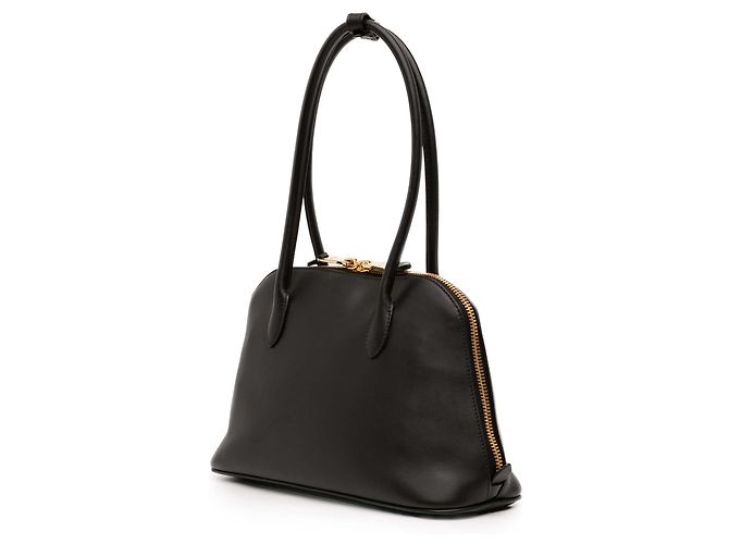 Borsa a spalla Miu Miu in pelle di vitello nera morbida con logo impresso Nero - vista 2