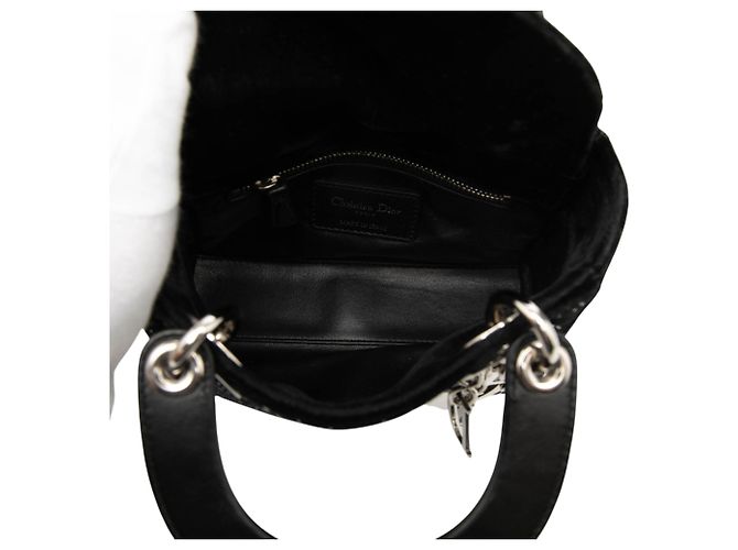Dior Mini Nero in Velluto Cannage Decorato con Strass Lady Dior - vista 4