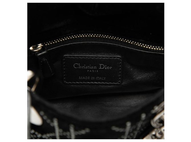 Dior Mini Nero in Velluto Cannage Decorato con Strass Lady Dior - vista 5