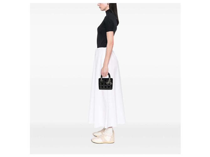 Dior Mini Nero in Velluto Cannage Decorato con Strass Lady Dior - vista 7