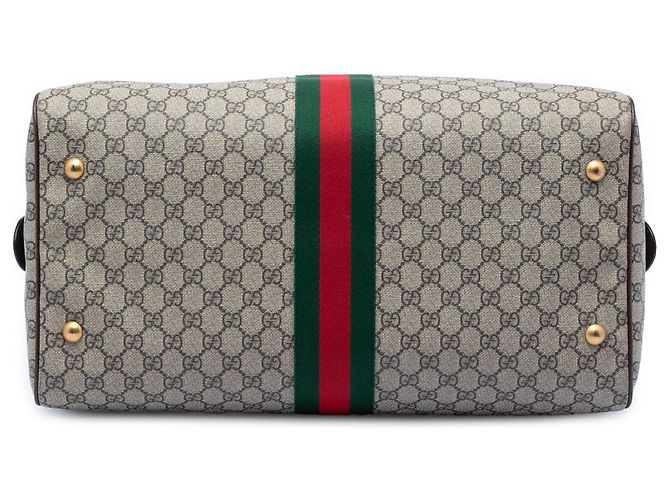 Borsa da viaggio Gucci Ophidia in GG Supreme beige medio con web - vista 3